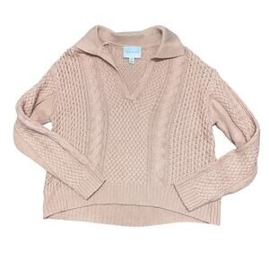 JASON WU Brown Cable Knit Wool Blend Collared Sweater Size M